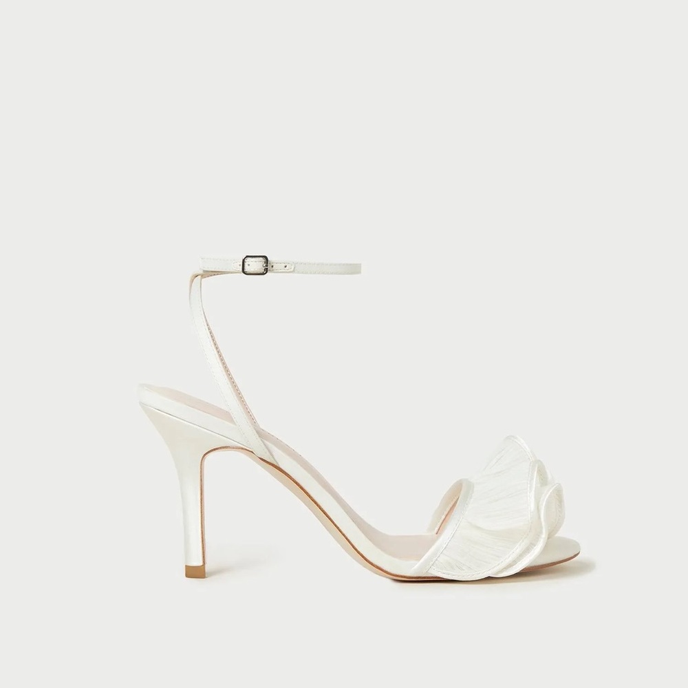Loeffler Randall Estella Pearl Ruffle Heeled Sandal Wedding Bridal Heels
